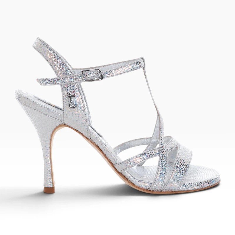 GAIA PITONCINO ARGENTO CANGIANTE Heel 9 cm BOOKING SHOES Tangolera 1- WEAR & MORE