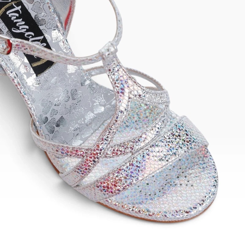 GAIA PITONCINO ARGENTO CANGIANTE Tacco 9 cm Tangolera 3 - WEAR & MORE