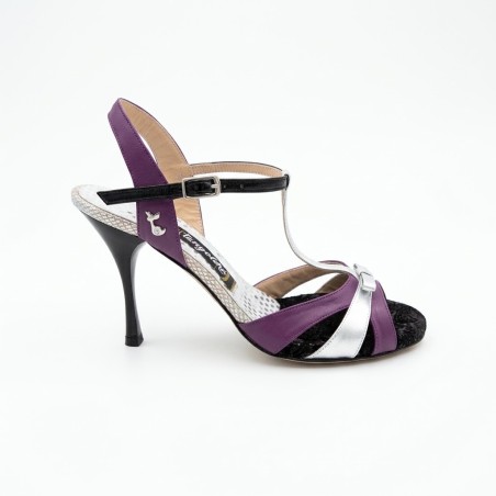 Scarpe da Tango GINEVRA ARGENTO NERO / VIOLA Tacco 9 cm – Tangolera Shoes | WearAndMore