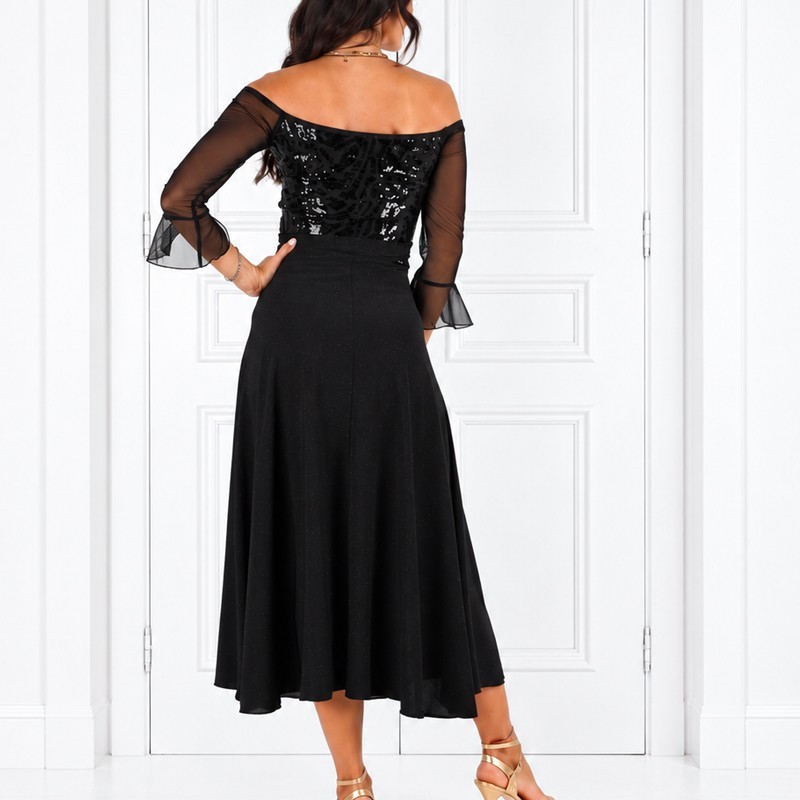 Dress Mariana Bis with Skirt black color Lurex Option 25 RossaSpina 4 - WEAR & MORE