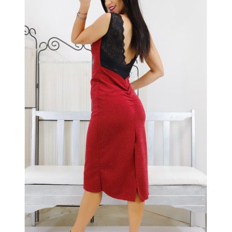 Abito Desie Schiena Pizzo Lurex Option 241 RossaSpina 2 - WEAR & MORE 