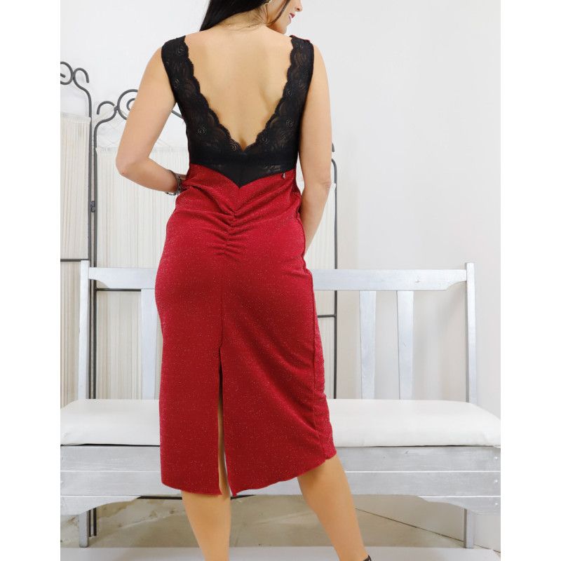 Abito Desie Schiena Pizzo Lurex Option 241 RossaSpina 3 - WEAR & MORE 