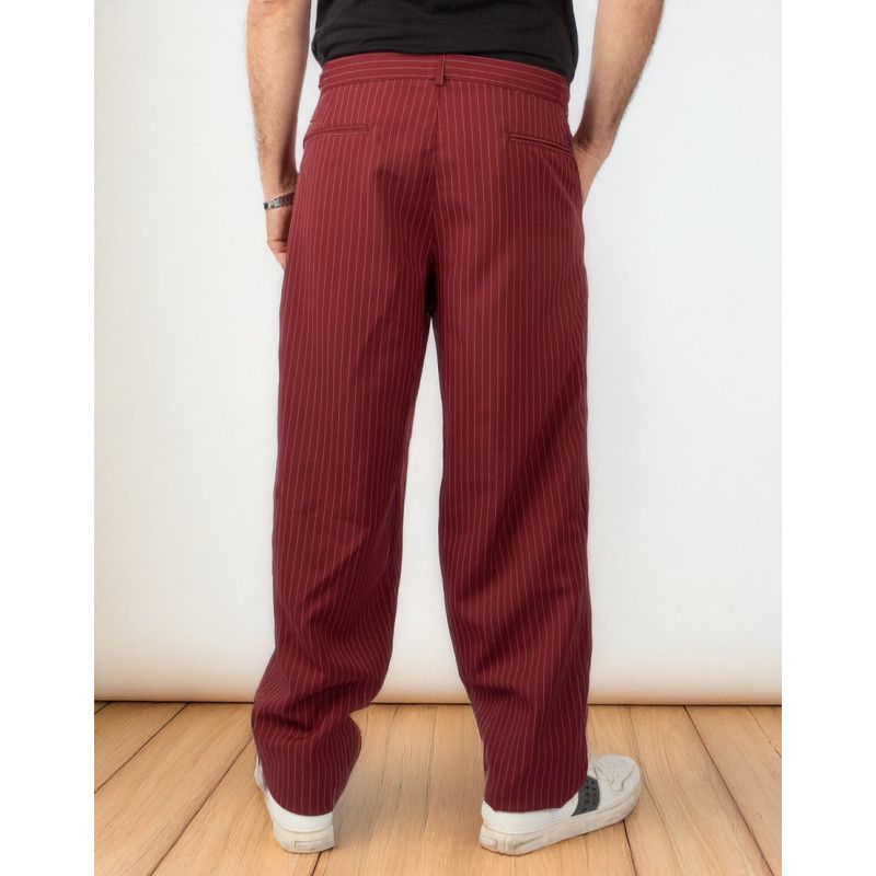 Men's Trousers Tom Mod. 04 Option 12 Wine Pinstripe color