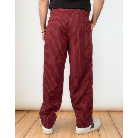 Men's Trousers Tom Mod. 04 Option 12 Wine Pinstripe color