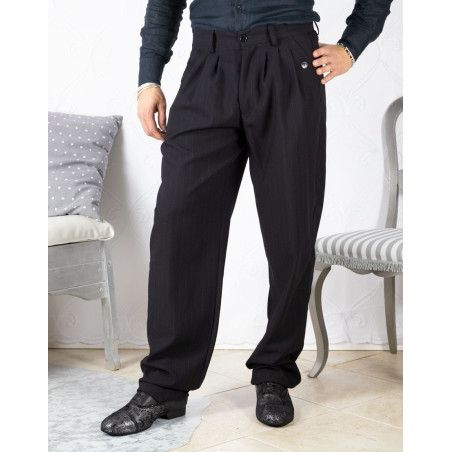 Men's Trousers Mod. Tom 04 Option 4 Black pinstriped colour