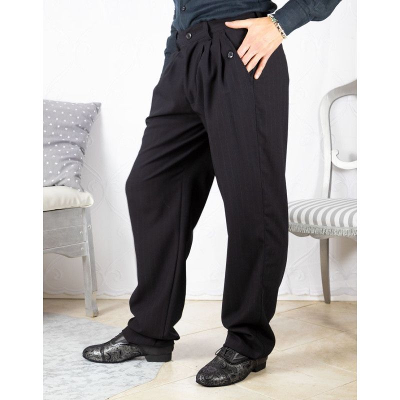 Men's Trousers Mod. Tom 04 Option 4 Black pinstriped colour