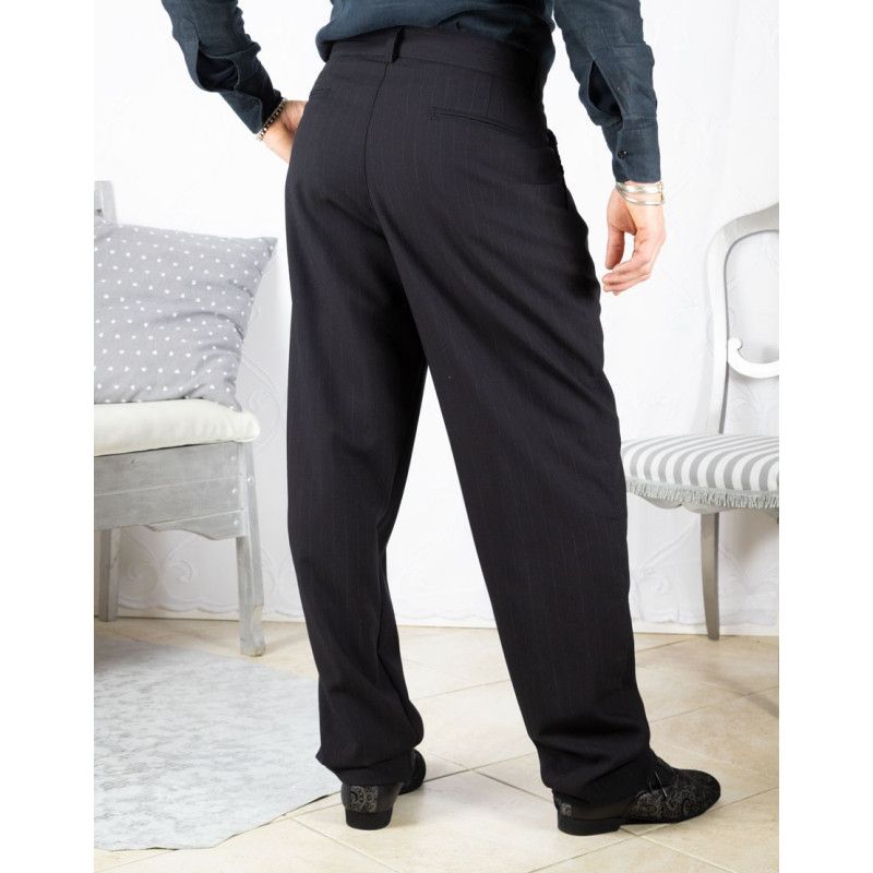Men's Trousers Mod. Tom 04 Option 4 Black pinstriped colour
