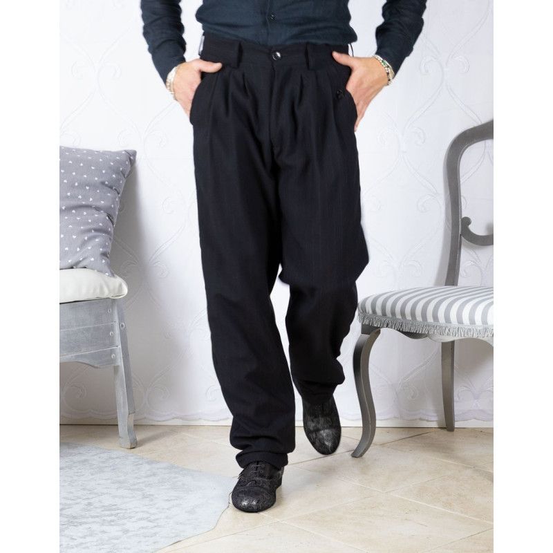 Men's Trousers Mod. Tom 04 Option 4 Black pinstriped colour