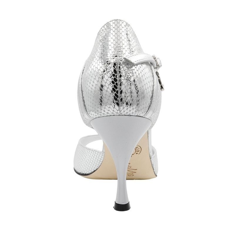 CLIO ARGENTO PITONE Heel 7 cm