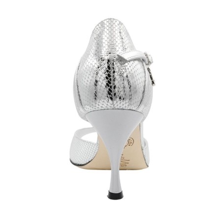 CLIO ARGENTO PITONE Heel 7 cm