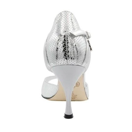 CLIO ARGENTO PITONE Tacco 7 cm