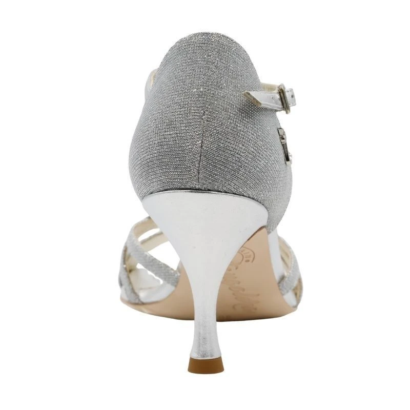 SOFIA ARGENTO TESSUTO Tacco 7 cm Tangolera 3 - WEAR & MORE 