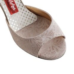 CLIO BEIGE FIORI PIANTA LARGA Heel 6 cm Tangolera 3 - WEAR & MORE 