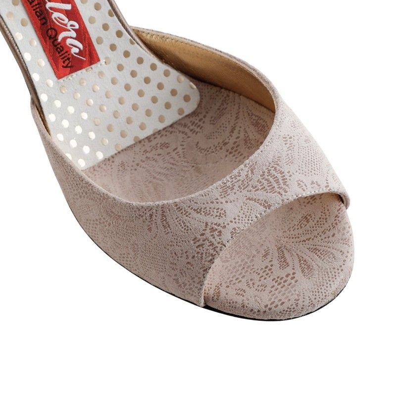 CLIO BEIGE FIORI PIANTA LARGA Heel 6 cm Tangolera 3 - WEAR & MORE 
