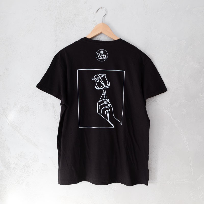 T-Shirt uomo nera Rosa Bianca