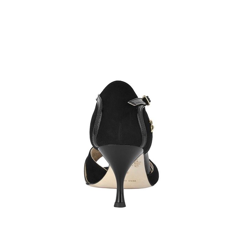 ALBA NERO CAMOSCIO VERNICE Heel 6 cm BOOKING SHOES