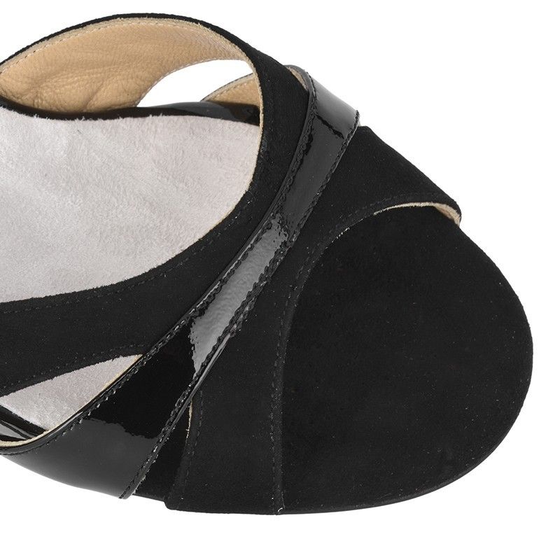 ALBA NERO CAMOSCIO VERNICE Heel 6 cm BOOKING SHOES