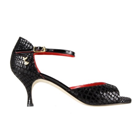 TILDE NERO PITONE Heel 6 cm BOOKING SHOES