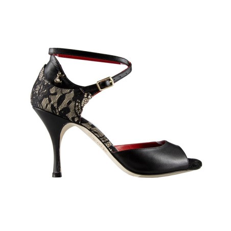 ZOE NERO PIZZO Heel 8 cm BOOKING SHOES