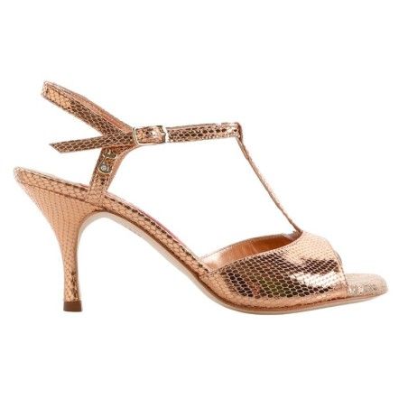 PERLA RAME PITONCINO PUNTA LARGA Heel 7 cm BOOKING SHOES