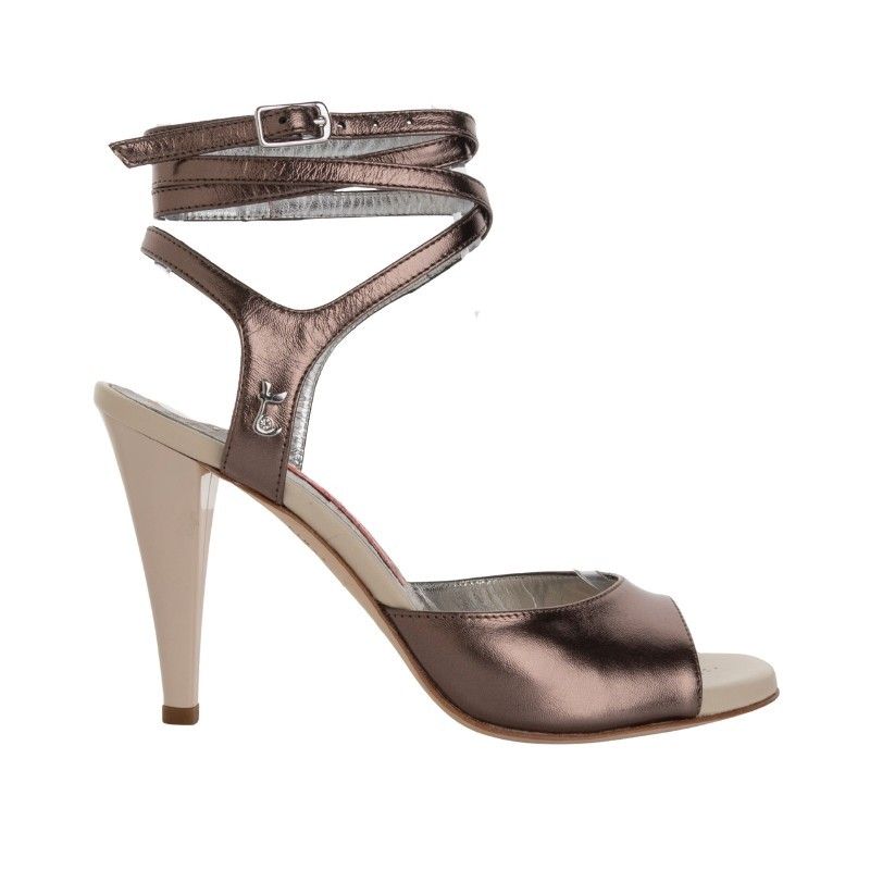 ROSSANA BRONZO LAMINATO CL Tacco 9 cm Tangolera 1 - WEAR & MORE 