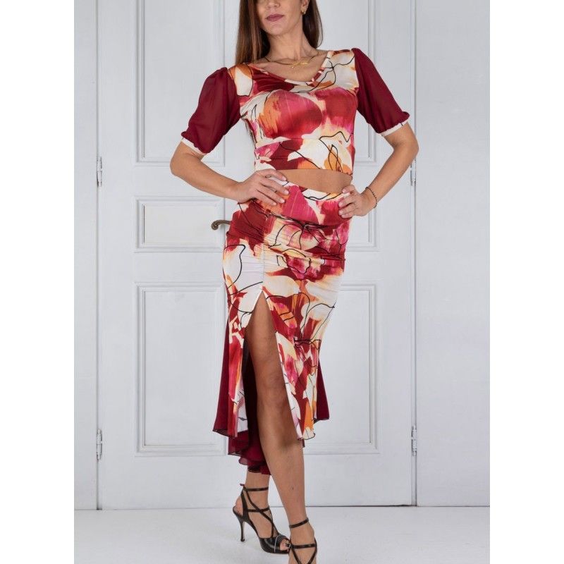Completo Gonna Pivot Spacco Georgette Option 45 + Top Giorgia Option 31 RossaSpina 1 - WEAR & MORE 