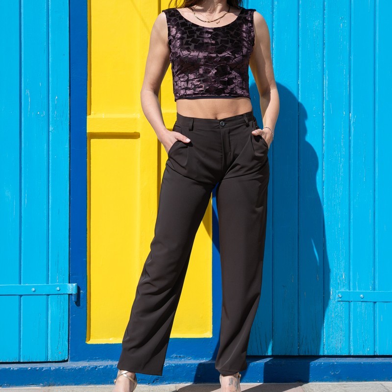 Completo Pantalone 010 Simona Colore Marrone Option 3 + Top Alba Option 7 RossaSpina 1 - WEAR & MORE