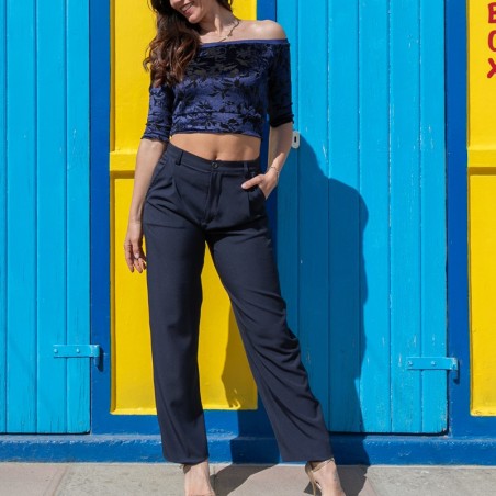 Completo Pantalone 010 Simona Colore Blu Option 2 + Top Maglietta Option 120 Rossaspina 1 - WEAR & MORE