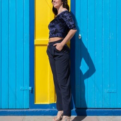 Set Trousers 010 Simona Colore Blu Option 2 + Top Maglietta Option 120 Rossaspina 3 - WEAR & MORE