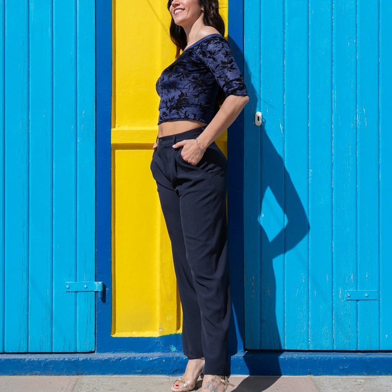 Completo Pantalone 010 Simona Colore Blu Option 2 + Top Maglietta Option 120 Rossaspina 3 - WEAR & MORE